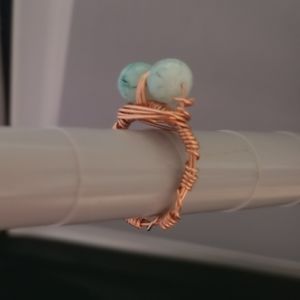 Wire-wrapped double beaded ring